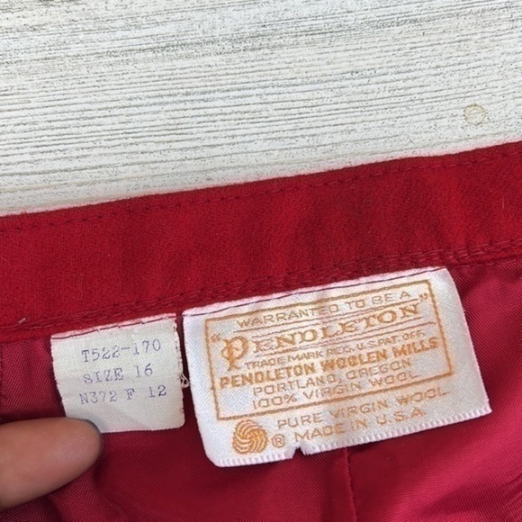 VINTAGE Pendleton Wool Red Skirt Size 12 - Picture 6 of 11
